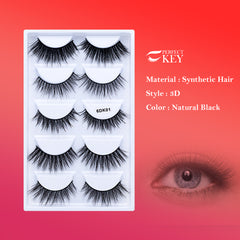 Five 3D pairs of European and American false mink hair thick curl eyelashes