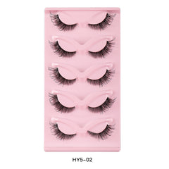 5 Pairs of Long Use Eye Lashes Clear Stems Natural Fox Eye Style False Eyelashes