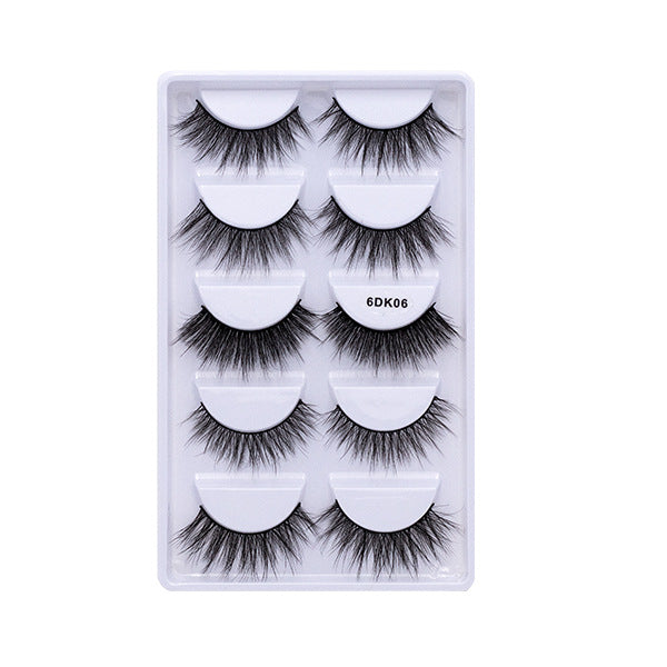 Five 3D pairs of European and American false mink hair thick curl eyelashes